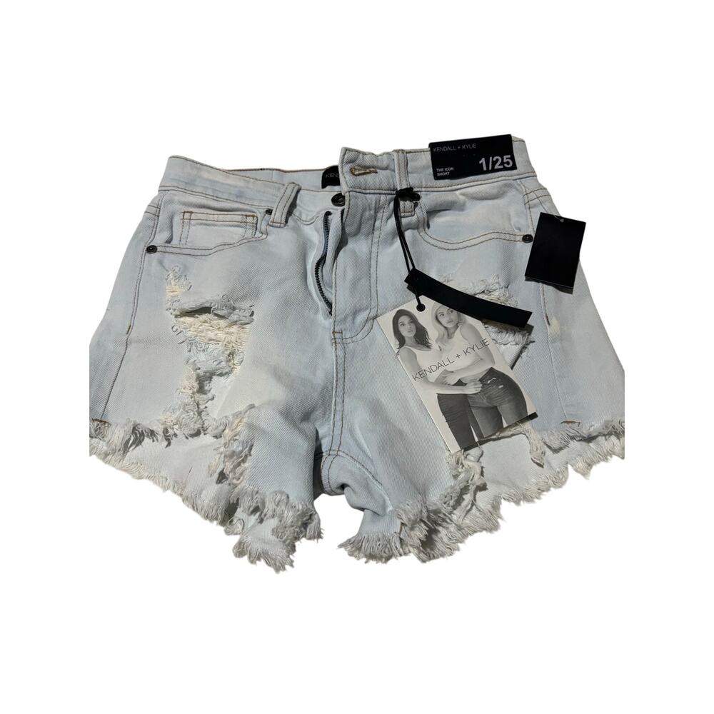Kendall + Kylie 1/25 denim jean distressed destroyed icon shorts nwt